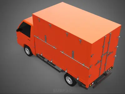 ORANGE PACKAGE MAIL POST SERVICE DELIVERY PARCEL BOX TRUCK VAN 3D model