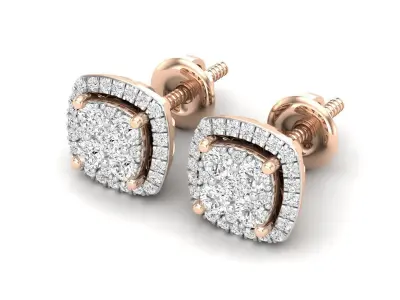 AV 606 Diamond Ladies Cluster Style Stud Earrings 3D print model