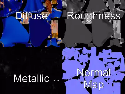 Elegant Blue Gown Character model pack Low-poly 3D model