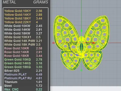 Stunning Marquise Diamond Butterfly Pendant 3D print model