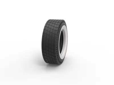 Whitewall rear tire of vintage dragster Version 7 Scale 1 to 25 3D print model