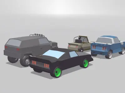 Cars Collection Lowpoly two vehicles in environment Low-poly 3D model