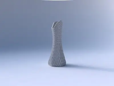 Vase squeezed and bent hexagon 2 with grid piramides 2 3D print model
