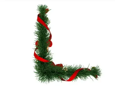 Christmas Corner Decoration with Bows 3D model