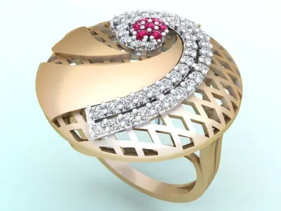  Mesh flower ring - Italian rings - Womens Rings - N6349 3D print model