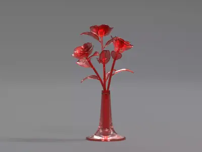  Flower Glass Showpiece Red 3D model