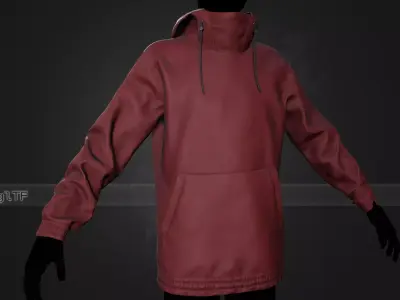 Red Snowboard Hoodie Style 2 Low-poly 3D model