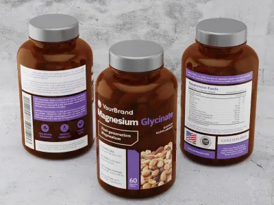 Supplement Bottle Packaging with Tablet Inside 3D model