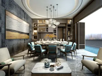 Ultimate VIP Restaurant Lounge - Complete 3D Interior Set Low-poly 3D model