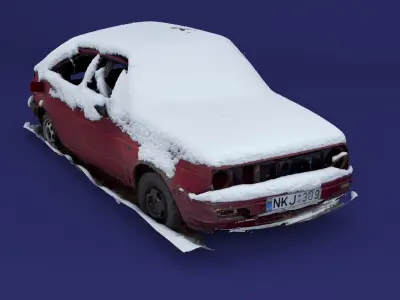 Wrecked Golf Mk II Low-poly 3D model