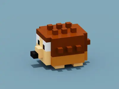 Voxel Hedgehog Low-poly 3D model