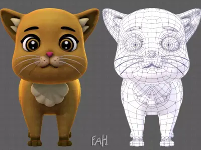 Cat Cartoon V05 Low-poly 3D model