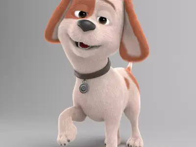 Ruby cartoon dog  Maya Rig  Low-poly 3D model