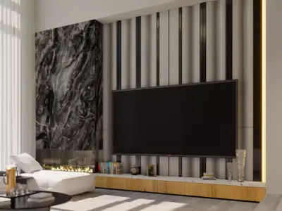 modern tv wall 3D model