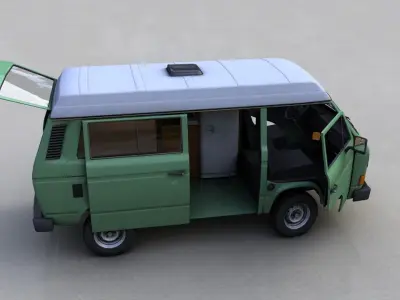 VOLKSWAGEN T3 TRANSPORTER SYNCRO 4X4 1986 Low-poly 3D model