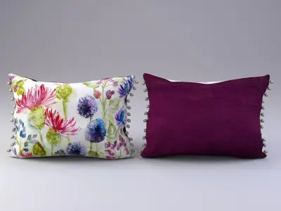 Voyage Cushion - Thistles -Pom Pom Pillow 3D model