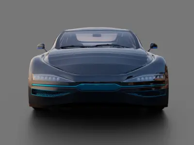 Futuristic dark silver concept car with unique design 3D model