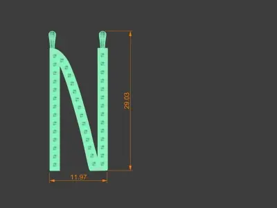 Diamond Letter N Pendant Gold Silver Platinum Luxury Jewelry 3D print model