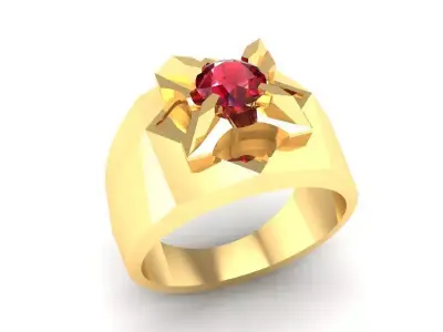 Geometric Gemstone Men Ring  378 3D print model