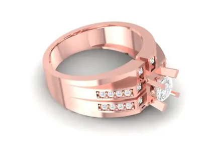 Luxury Three Row Diamond Ring for Men 131 3D print model