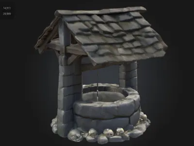 Cursed Stone Well  Stylized Fantasy Prop Low-poly 3D model
