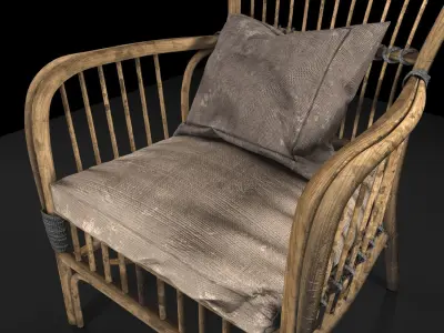 Old Wooden Chair 3D model