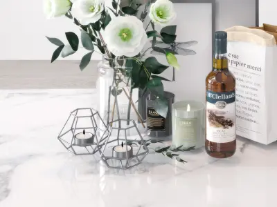 vase Modern and decoration floral 3D model