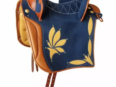 Vintage Inspired Western Saddle Blue Embroidered Elegance Low-poly 3D model