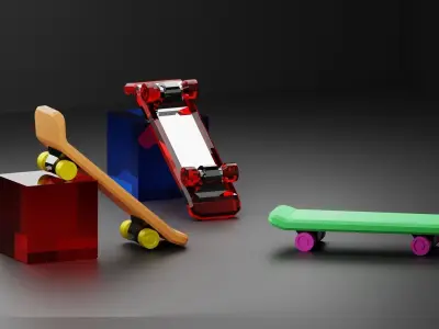 skateboard print in place model 3D print model