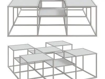 Coffee Table low poly 3d models collection 10 pieces Low-poly 3D model