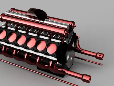 V12 engine 3D model