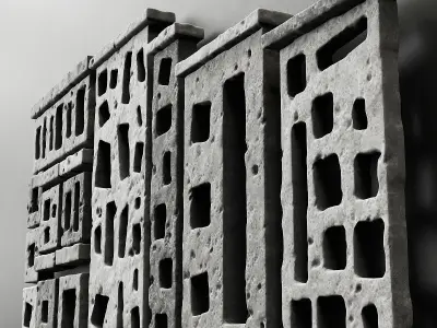 Stone building facade n1 3D model