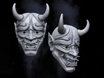 Oni Mask Japanese Hannya 3D print model