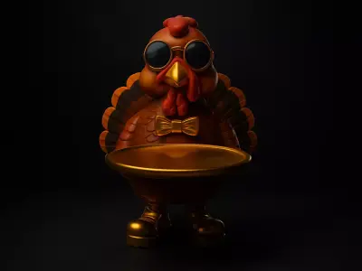 Stylish Turkey Butler Statue  Fun Thanksgiving 3D Print Decor 3D print model