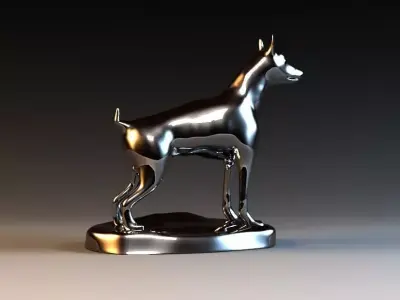 Metal Dog sculpture  Chrome  animal sculpture 3D model
