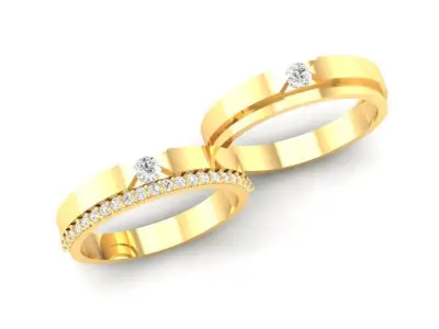 Elegant Couple Diamond Wedding Rings 114 3D print model