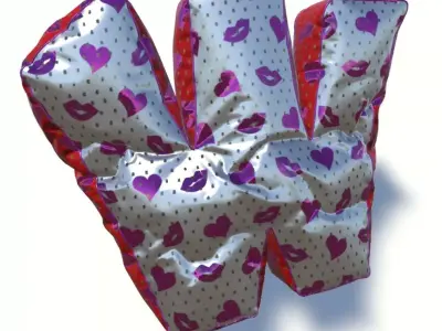 W letter valentine balloon Unity and UE4 Free low-poly 3D model