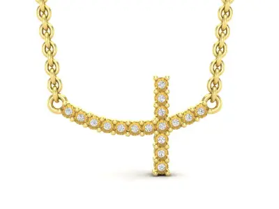 AV 566 Diamond Ladies Cross Pendant 3D print model
