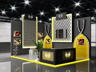 booth 6x4 2 side open  3D model