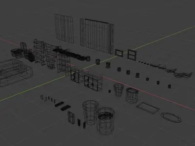 Lowpoly Bathroom with shelves and toilet Low-poly 3D model