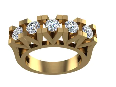 5 stone Ring 3D print model