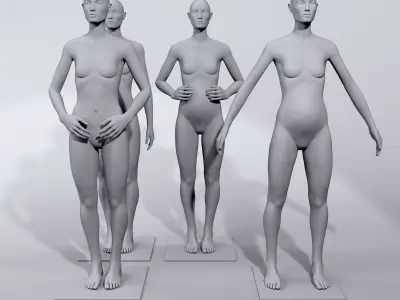 luxury female fashion mannequin set 2 Low-poly 3D model