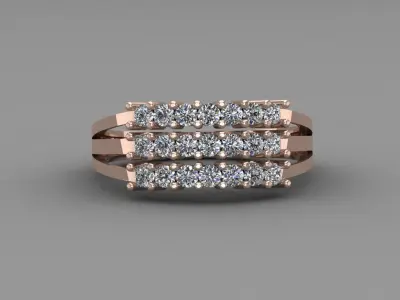 Rose Gold Women Diamond Ring 3D print model 3D print model 11