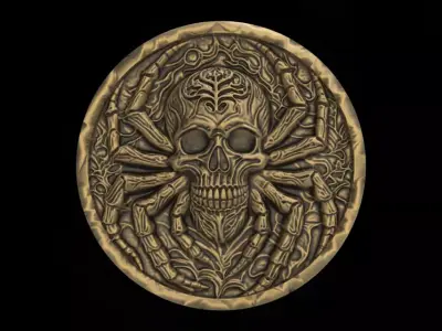 spider skull round frame cnc model  3D print model