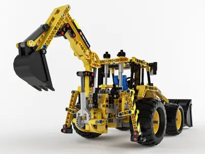 Lego Technic Backhoe Loader 3D model