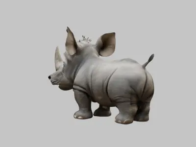 Realistic Baby Rhino 3D Model Low-poly 3D model