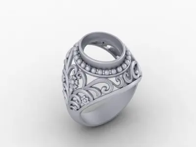 silver gemstone ring 3D print model