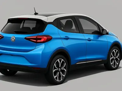 Blue and White Electric Car with a Modern Compact Design Low-poly 3D model