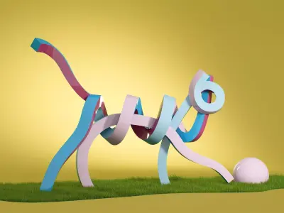 Cat With A Ball 2021 3D model