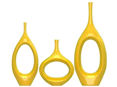 Decor Tabletop Hollowed Vases yellow 3D model